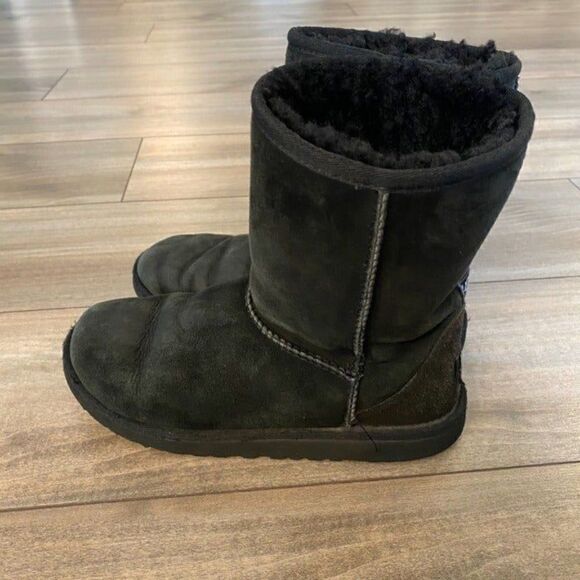 Ugg Black Mid Fur Lined Boots Women 5‎ - Picture 6 of 7